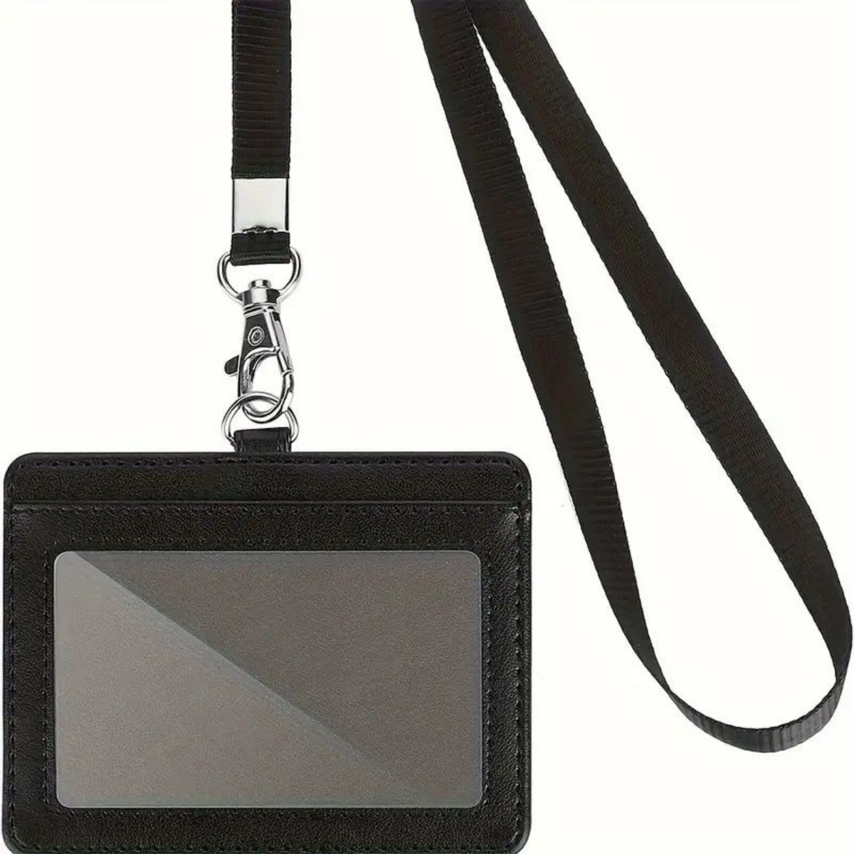 Index Card Holder - 強化されたIDストラップとアップグレードされたナイロンロープを備えた横型IDバッジホルダー1個 - オフィス、学校、イベントでの使用に最適