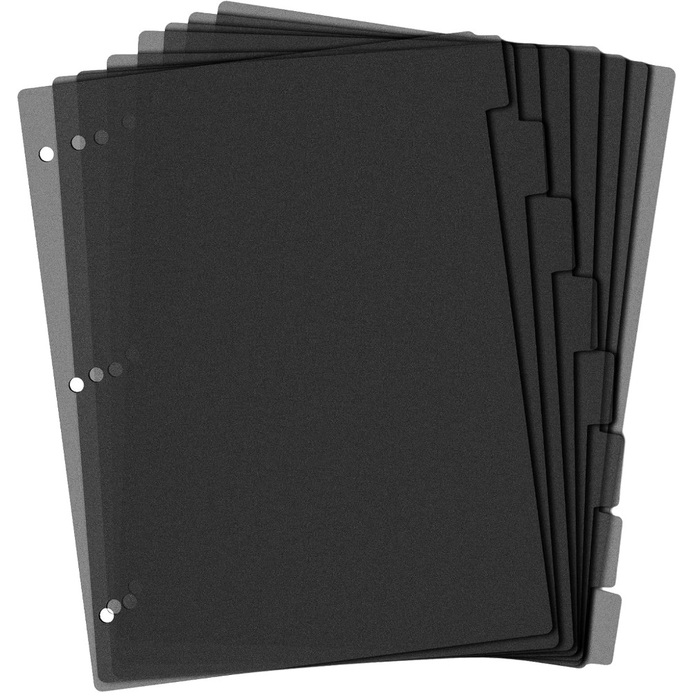 Tab Divider A4 - 8枚入り黒色プラスチックバインダーディバイダー A4 3穴 防水フォルダーインデックスセパレーター