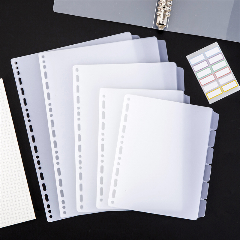 Tab Divider A4 - A4 A5 B5 バインダー用仕切り、ジェネラホールバインダーインデックス、5タブ、フロスト加工プラスチック製プランナーディバイダー、丸リングバインダー用シートプロテクター