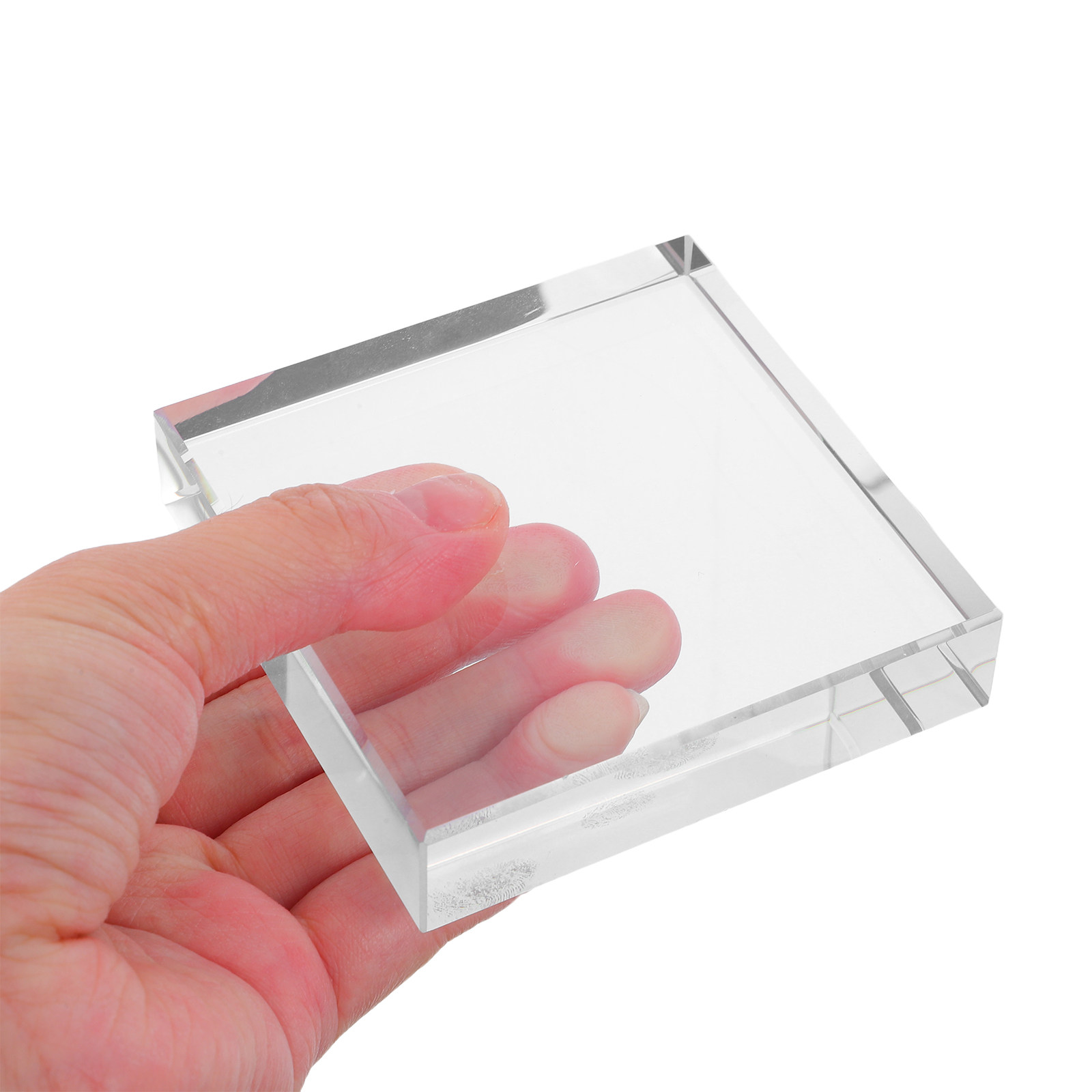 Paper Weight Crystal - 透明なクリスタルスクエアペーパーウェイトガラスブロック、オフィスデスク、ホームクラフト、写真スタジオ、重厚な装飾用