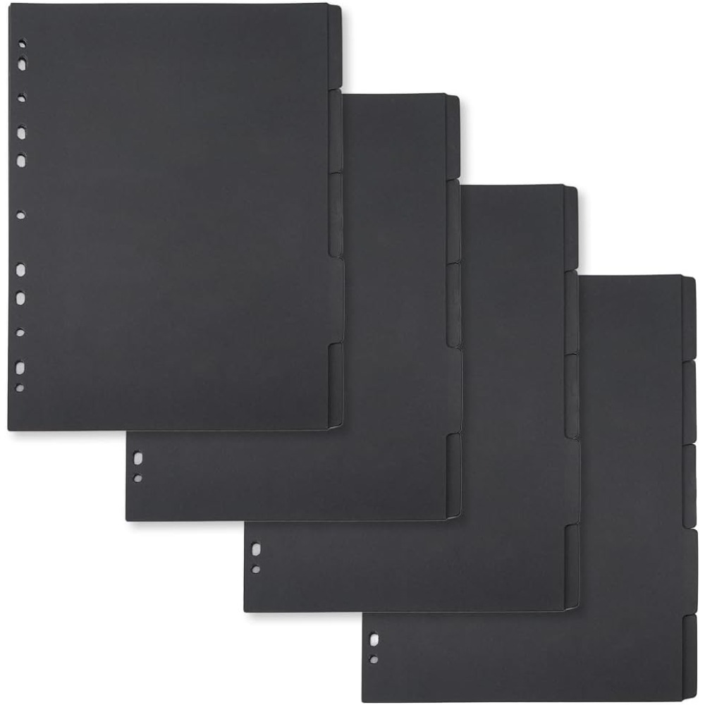 タブ付きペーパーバインダーインデックスディバイダー、ブラック - Tab Divider A4 のレビューと価格