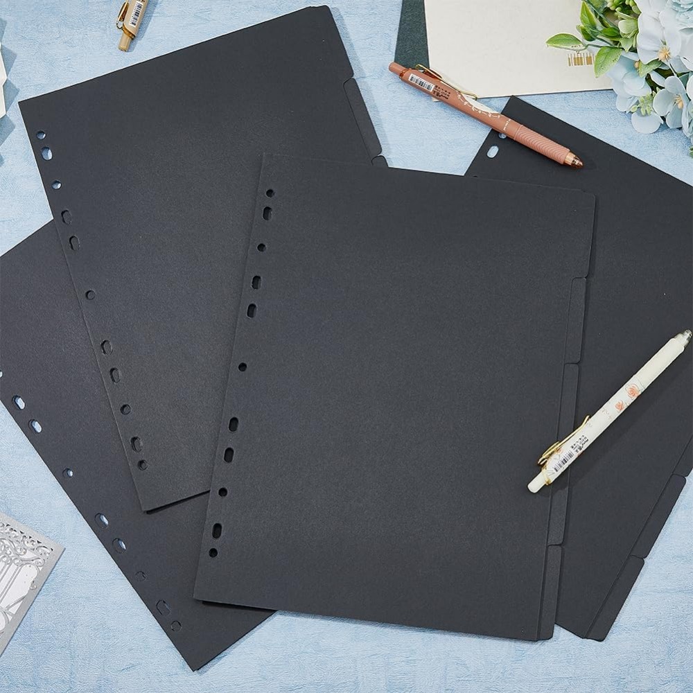 タブ付きペーパーバインダーインデックスディバイダー、ブラック - Tab Divider A4 のレビューと価格