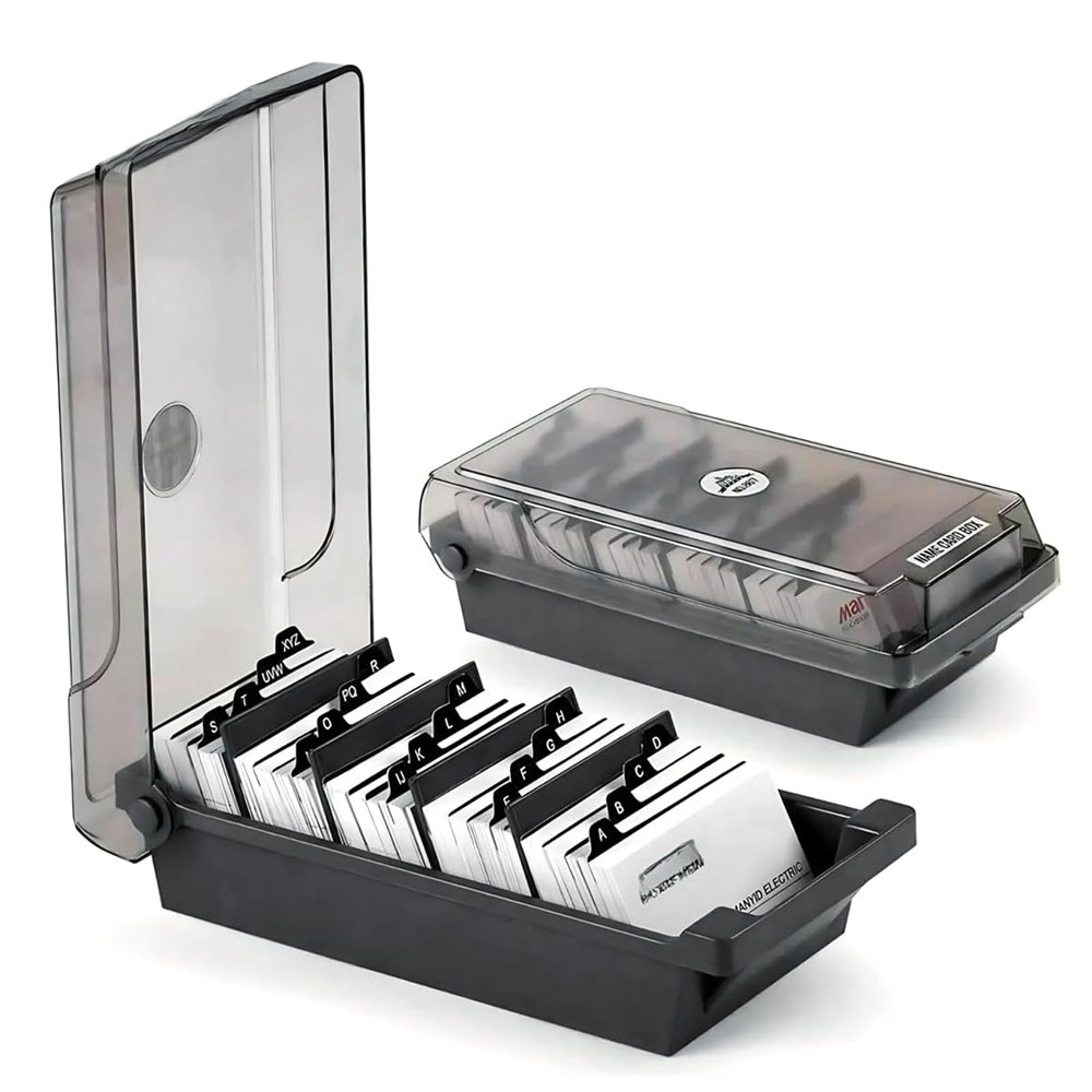 デスクトップ名刺ボックス、大容量、500枚収納、4つの仕切り - Card Index Box のレビューと価格