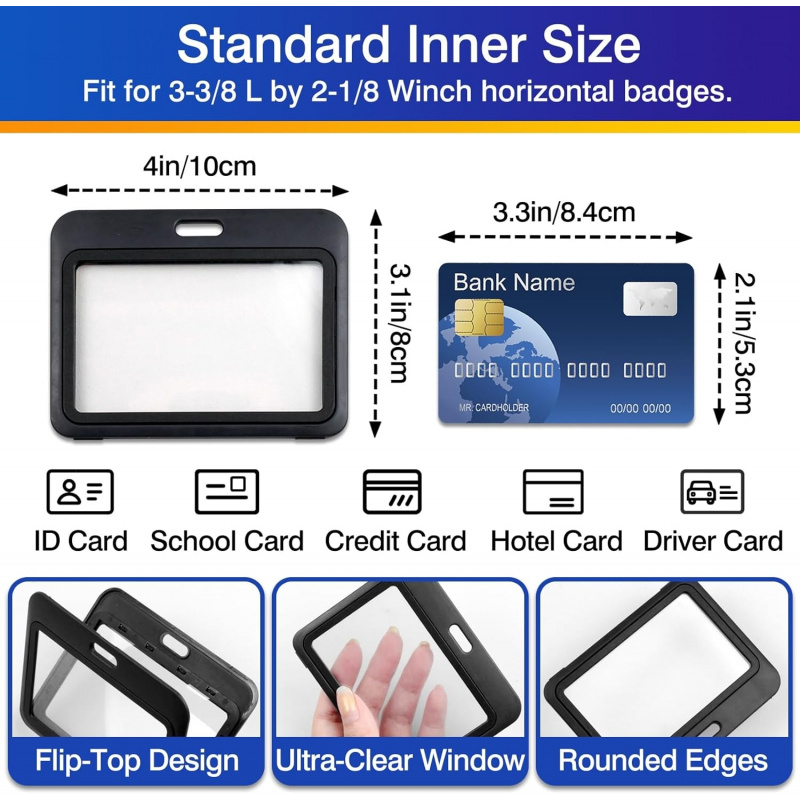3パック横型ハードプラスチックIDバッジホルダー – オフィ - Index Card Holder のレビューと価格